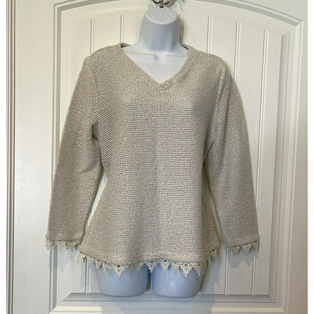 Robert Louis Sweater Womens Size Ivory Cream Small Long Sleeve Boho